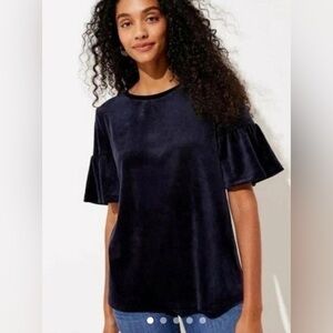 LOFT ruffle sleeve velvet shirt - size XS